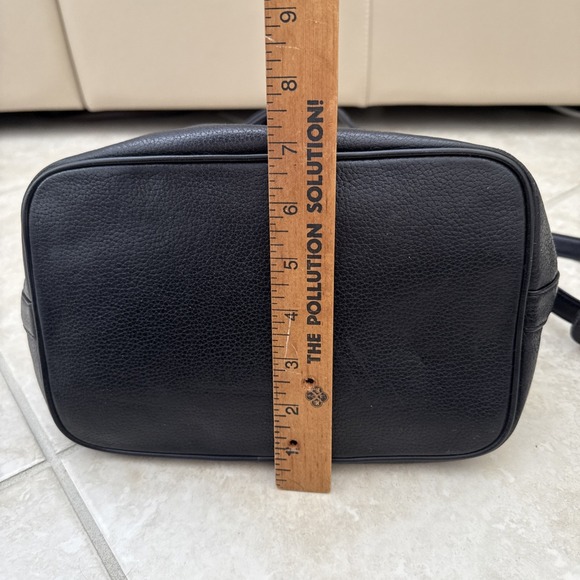 MCM Vintage Black Leather Drawstring Bucket Bag Purse Rare Large Boho‎ Hippie - Picture 11 of 16